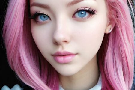 AI girl with pink hair wallpaper