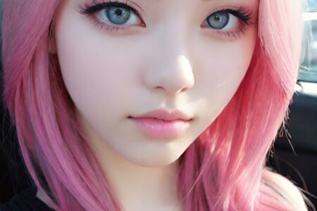 AI girl with pink hair wallpaper
