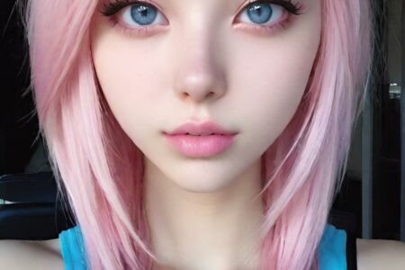 AI girl with pink hair wallpaper