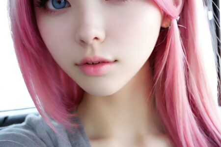 AI girl with pink hair wallpaper