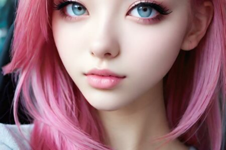 AI girl with pink hair wallpaper