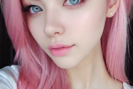 AI girl with pink hair wallpaper