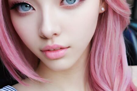 AI girl with pink hair wallpaper