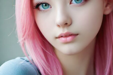 AI girl with pink hair wallpaper