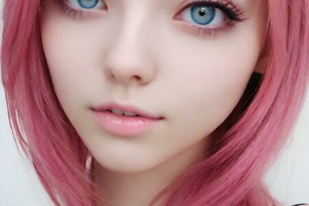AI girl with pink hair wallpaper