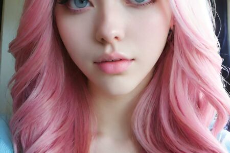 AI girl with pink hair wallpaper