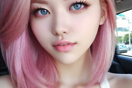 AI girl with pink hair wallpaper