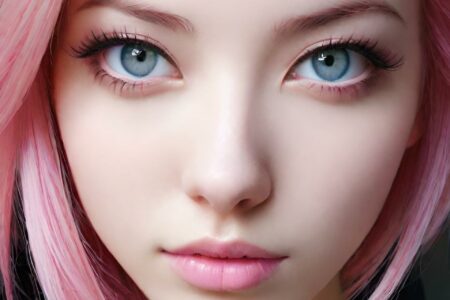 AI girl with pink hair wallpaper