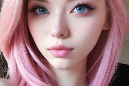 AI girl with pink hair wallpaper