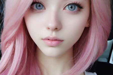 AI girl with pink hair wallpaper