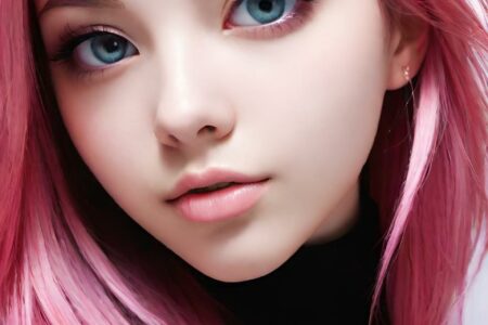 AI girl with pink hair wallpaper