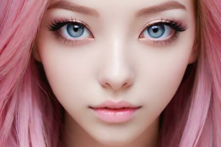 AI girl with pink hair wallpaper