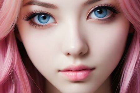 AI girl with pink hair wallpaper
