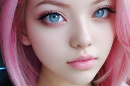AI girl with pink hair wallpaper