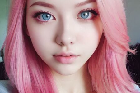 AI girl with pink hair wallpaper