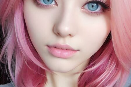 AI girl with pink hair wallpaper