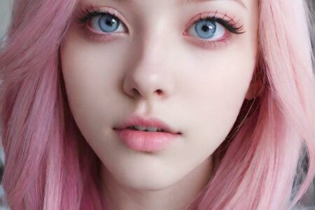 AI girl with pink hair wallpaper