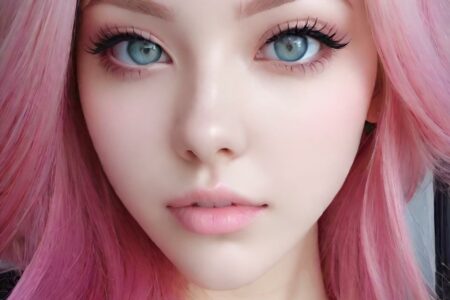 AI girl with pink hair wallpaper