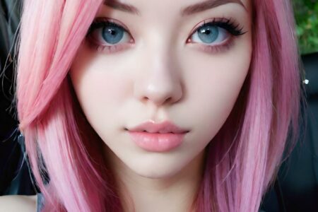 AI girl with pink hair wallpaper