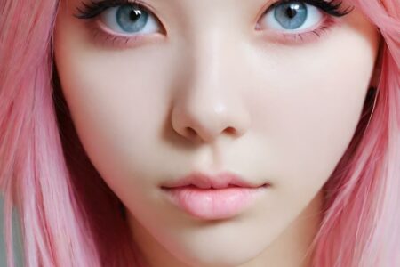 AI girl with pink hair wallpaper