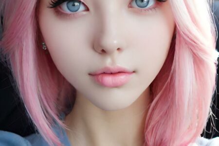 AI girl with pink hair wallpaper