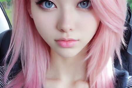 AI girl with pink hair wallpaper
