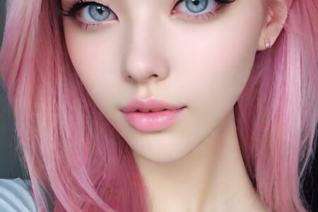 AI girl with pink hair wallpaper