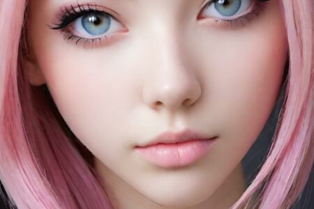 AI girl with pink hair wallpaper