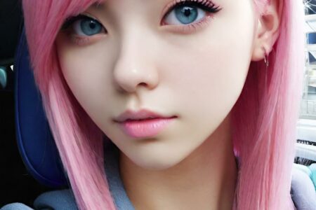 AI girl with pink hair wallpaper