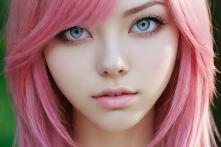 AI girl with pink hair wallpaper