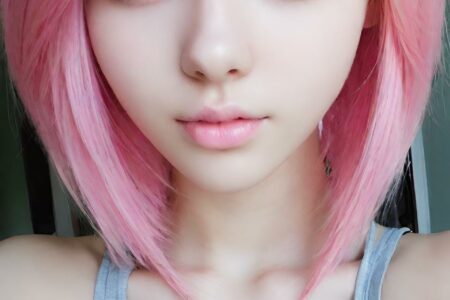 AI girl with pink hair wallpaper