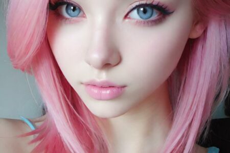 AI girl with pink hair wallpaper