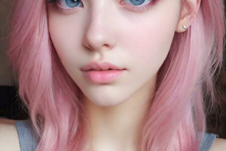 AI girl with pink hair wallpaper