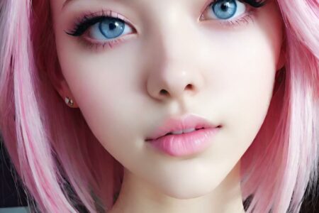 AI girl with pink hair wallpaper