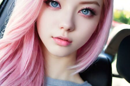 AI girl with pink hair wallpaper