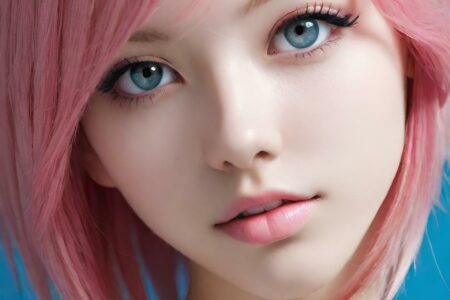 AI girl with pink hair wallpaper