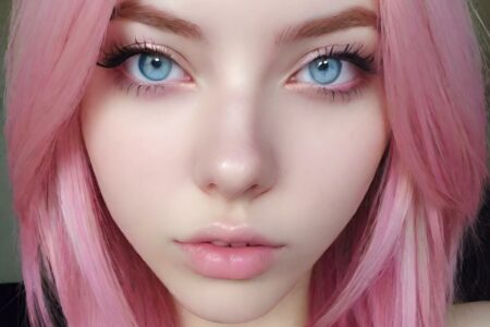 AI girl with pink hair wallpaper