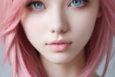 AI girl with pink hair wallpaper