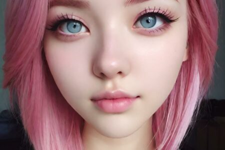 AI girl with pink hair wallpaper
