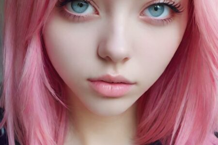 AI girl with pink hair wallpaper