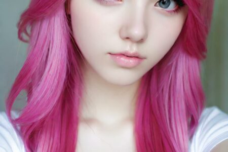 AI girl with pink hair wallpaper