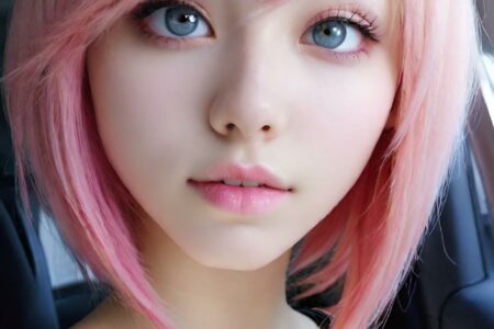 AI girl with pink hair wallpaper