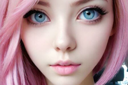 AI girl with pink hair wallpaper