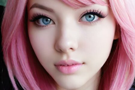 AI girl with pink hair wallpaper