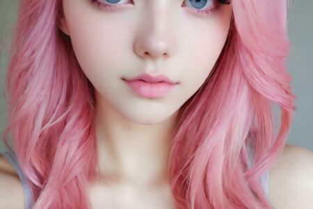 AI girl with pink hair wallpaper