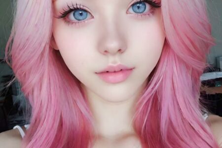 AI girl with pink hair wallpaper