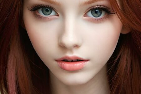 AI girl with red hair wallpaper