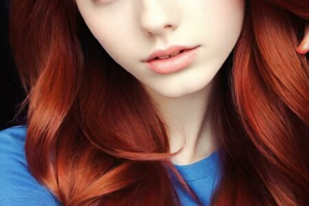 AI girl with red hair wallpaper