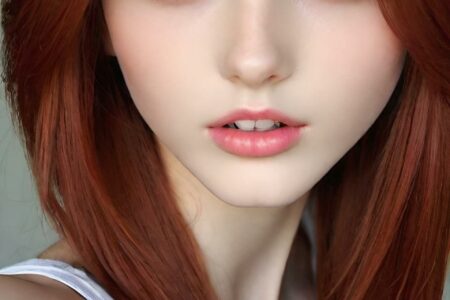 AI girl with red hair wallpaper