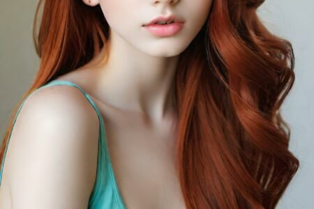 AI girl with red hair wallpaper